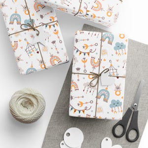 Boho Rainbow Baby Shower Gift Wrap, 90 GSM Gloss Paper image 1