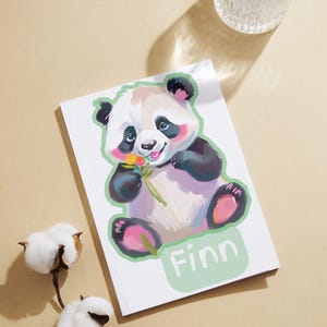 Custom Panda Sticker With Name - Perfect for Babies, Nurseries, Panda Lovers, Walls, Laptops, Water Bottles, Cars, Waterproof Panda Sticker