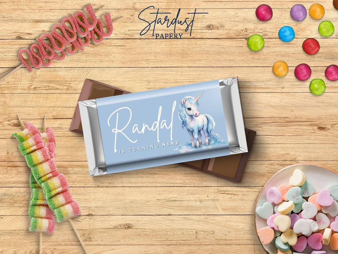 Unicorn Chocolate Bar Label Candy Bar Wrapper Aldi Etsy