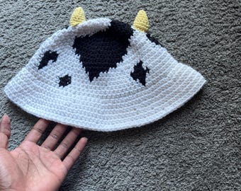 Crochet Cow Print Bucket Hat