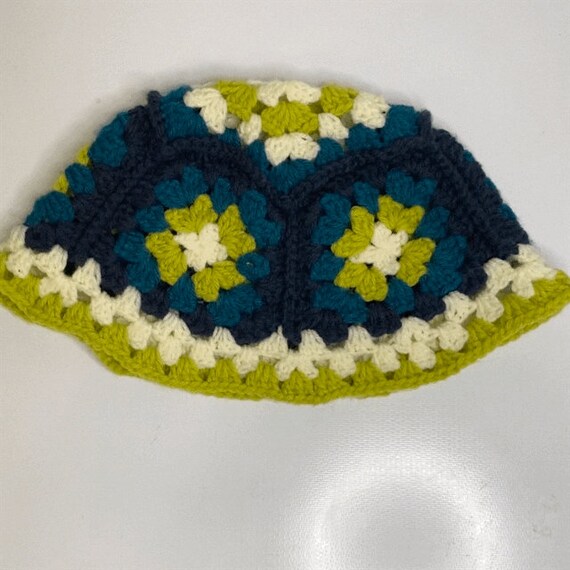 Handmade Crochet Granny Square Bucket Hat, Acrylic Yarn  display picture 1