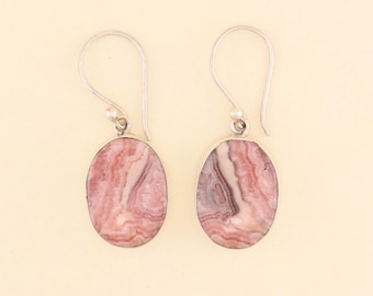 Rhodochrosite Earrings | RHOE2 - Handmade Gemstone Jewellery - Sterling Silver Jewelry