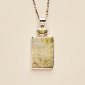 Peridot and Serpentine Pendant Handmade & Genuine Gemstone Jewelry Sterling Silver Jewellery image 1