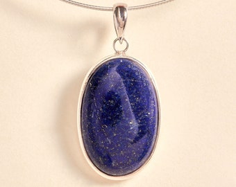 Lapis Lazuli Pendant (oval - medium) - Handmade & Genuine Gemstone Jewellery - Sterling Silver Jewelry