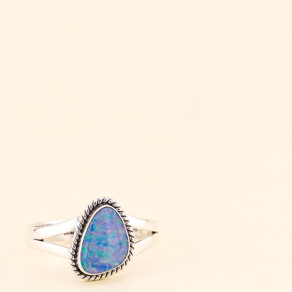 Australian Opal Ring 6.5 | OPLR7 - Handmade & Genuine Gemstone Jewellery - Sterling Silver Jewelry