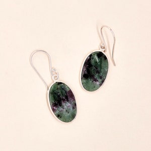 Ruby Zoisite Earrings - Handmade Gemstone Jewellery - Sterling Silver Jewelry