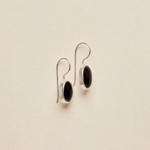Boucles d&#39;oreilles en onyx (crochet fixe) - Bijoux faits main et pierres précieuses véritables - Bijoux en argent sterling
