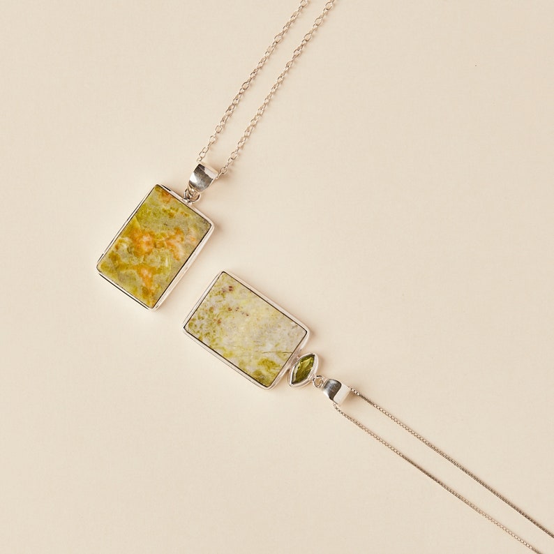 Peridot and Serpentine Pendant Handmade & Genuine Gemstone Jewelry Sterling Silver Jewellery image 3