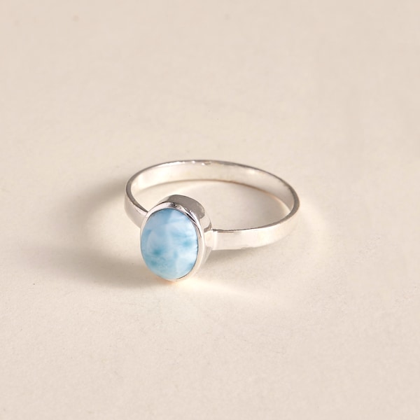 Larimar Ring - Handmade & Genuine Gemstone Jewellery - Sterling Silver Jewelry