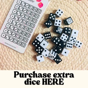 Dados adicionales negros o blancos para el desafío de ahorro de bingo, desafío de ahorro de tira los dados, Blackout Bingo