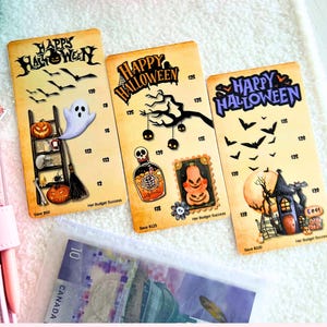 Gruseliges Spar-Challenge-Bundle, Bargeld-Umschlag-Beilage, Budget-Tracker, Halloween A6-Spareinlage, Herausforderung für geringes Einkommen
