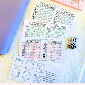 Giochi di sfida del risparmio BINGO / Carte di risparmio neutre rispetto al genere / Sfida del risparmio con il lancio dei dadi / Mini sfida gratta e vinci / Basso reddito
