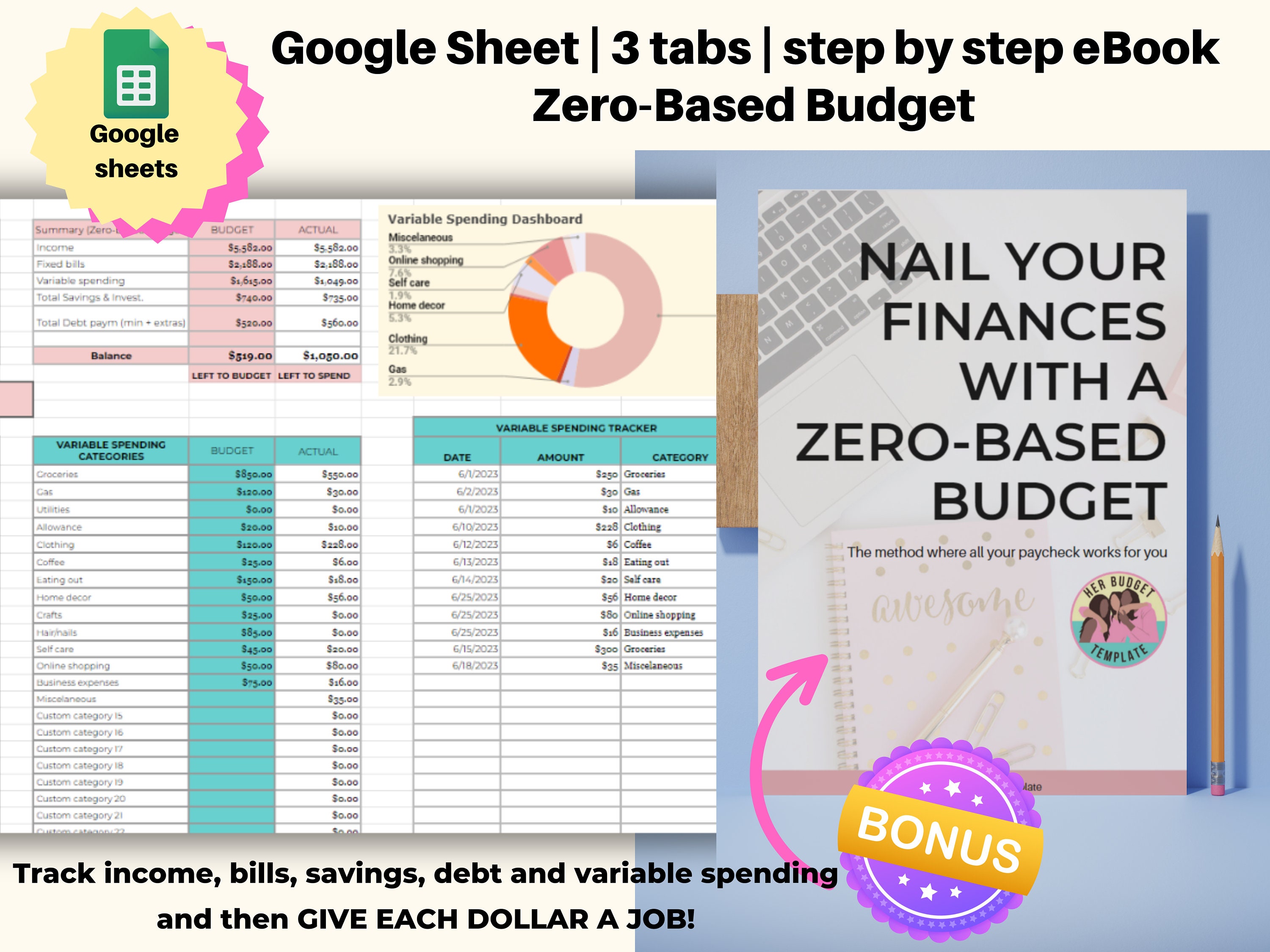 Paycheck Zero Based Budget Google Sheet, Zero-based Budget Planner ...