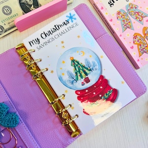 Watercolor Christmas Saving Challenge, set of 5 tracker inserts plus envelopes, Christmas savings challenge, cash holiday savings binder
