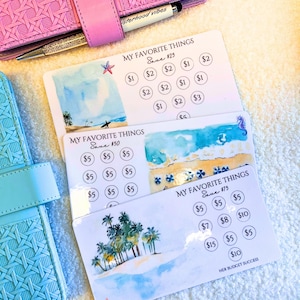 Mini Savings Challenge Blue Ocean-spaarkaarten plus pvc-envelop met rits | Leuke spaaruitdaging met een laag inkomen
