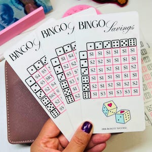 Desafío de ahorro de BINGO Tira los dados Tarjeta de desafío de ahorro Tarjetas de bingo Blackout Desafío de relleno de efectivo