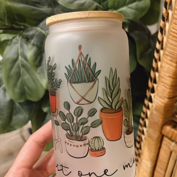 Canette en verre Plant Mama, Canette en verre Plant Lady, Juste une plante de plus, Plant Obsessed, Coupe canette de bière en verre, Tasse canette de coca, Tasse en verre 16 oz