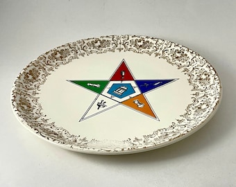 Vintage Order of the Eastern Star Display Plate with Gold Trim