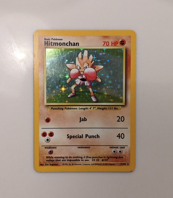 HITMONCHAN Holo Pokemon Card Base Set 7/102 Lightly Played Condition | Wizards Of The Coast Pokemon Playing Cards HITMONCHAN Holo Pokemon Card Base Set 7/102 Lightly Played Condition | Wizards Of The Coast Pokemon Playing Cards