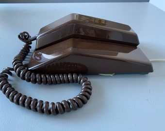 Brown Contempra Rotary Dial Telephone, Northern Telecom, 1980