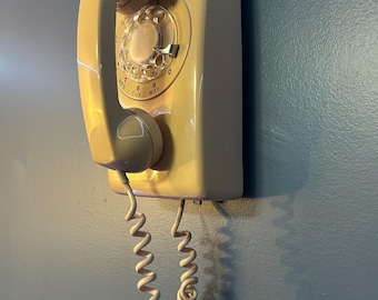 Beige Rotary Dial Wall Phone from 1959 - Northern Telecom model 554. Works and Looks Great.