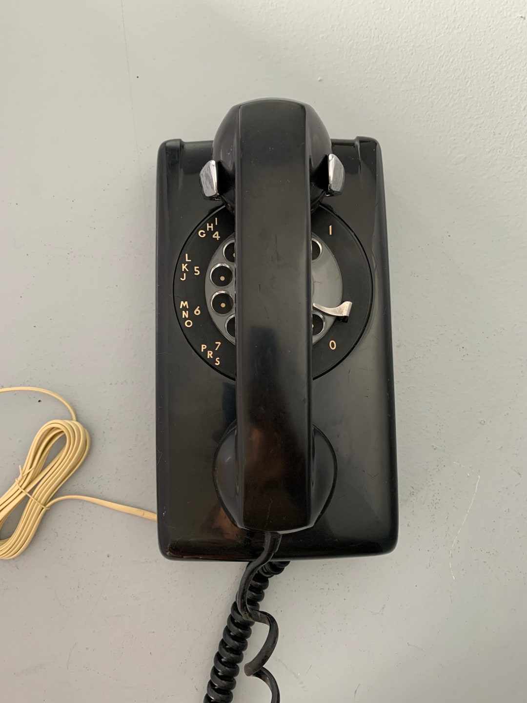 Classic Black Rotary Dial Kitchen Wall Phone. Works Great Etsy