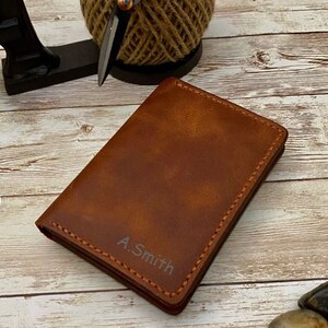 Cartera de cuero hecha de cuero de grano completo para cumpleaños de aniversario o regalo del Día del Padre