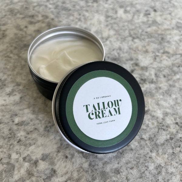 Organic Tallow Lotion for Skin .5 oz - Natural Face Cream - Eczema Cream for Hands and Face - Whipped Tallow Lotion - Whipped Tallow Cream