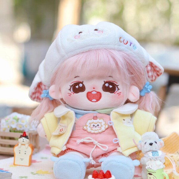 20cm Cotton Doll Clothes, Sweet Plush Doll Outfits, Hat+Top+Coat+Pants+Shoes+Bag