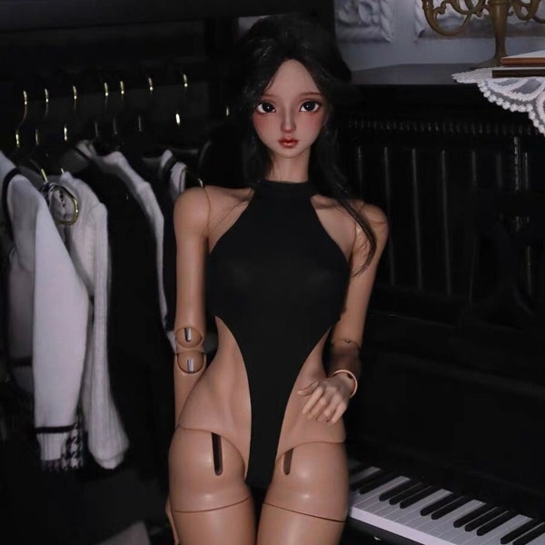 Body de poupée BJD 1/3 1/4, combinaisons de fille Cool à la mode, vêtements de poupée Msd Mdd SD Smart Bjd, body + ceinture marron + pantalon noir