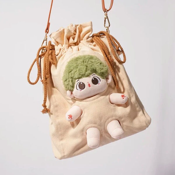 Kawaii 20cm Cotton Doll Storage Bag, Plush Doll Backpack Bag, Doll Pouch