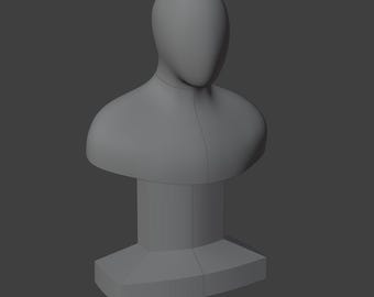 Universal Mannequin Bust Display (3D model) for cosplay, clothes, armors, jewelry, etc.