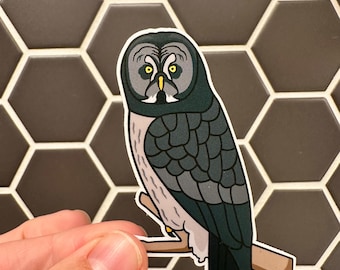 Great-Grey Owl Sticker - Weatherproof Vinyl Decal