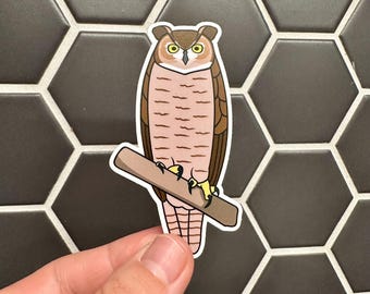 Waterproof Great-Horned Owl Sticker | Weatherproof Vinyl Decal