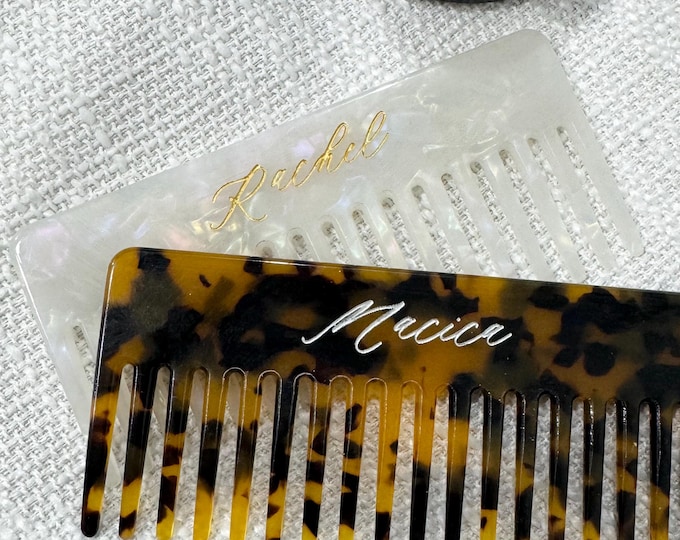 Custom Travel Hair Comb | Engraved Wide tooth Comb | Bridesmaids Gift | Unique Wedding Gift | Wedding Shower Favor | Personalized Comb