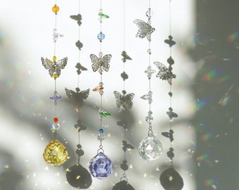 Crystal sun catcher, handmade with various gemstones