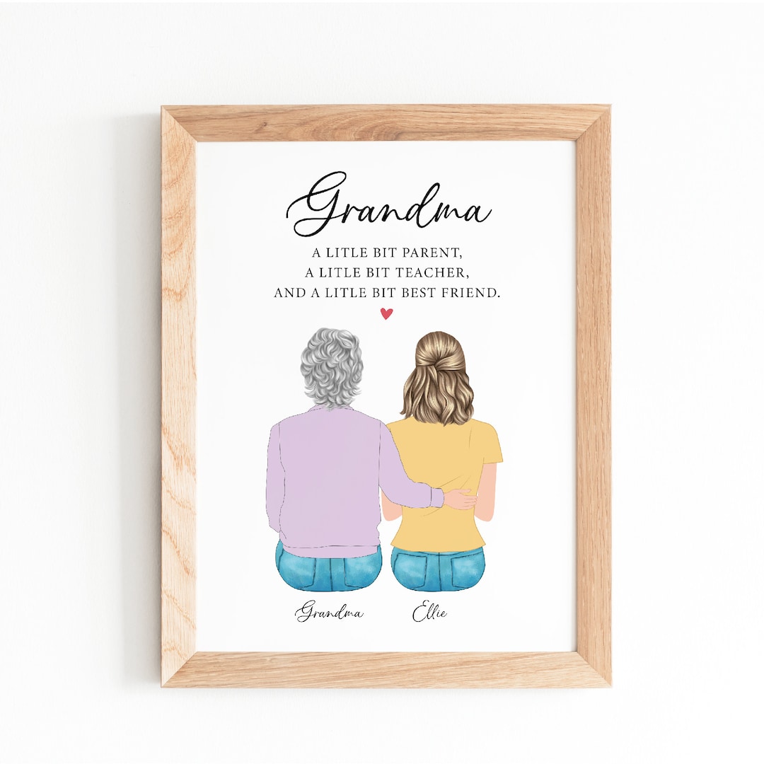 Grandma and Granddaughter Drawing Personalized Christmas Grandmother