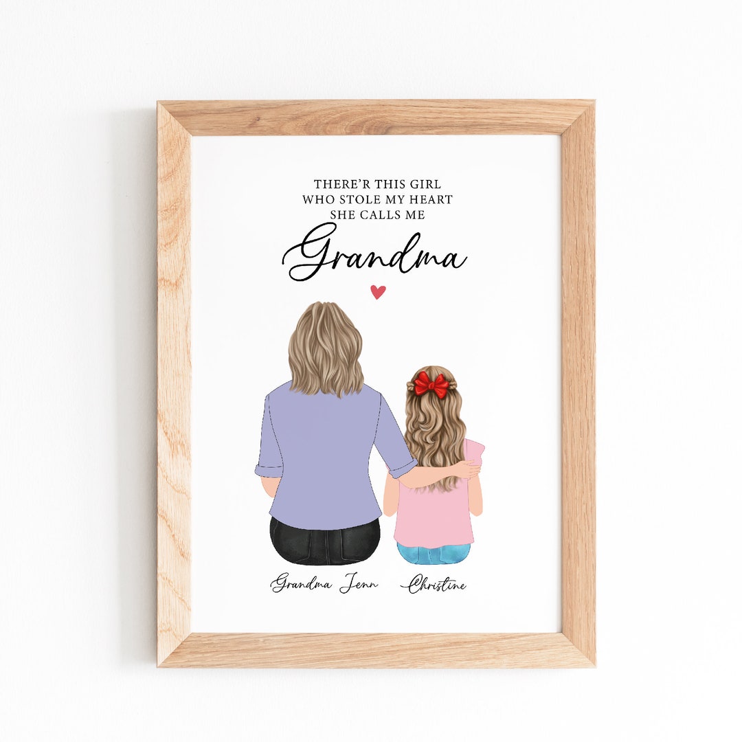 Personalized Framed Wall Art for Grandparents and Grandkids, Mother's