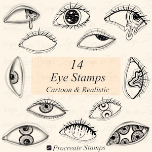14 Procreate Eye Stamps | Procreate Stamps | Eyeballs | Detailed Stamps | Cartoon Stamps | Feminine Stamps | Brushes | Procreate Brush sets