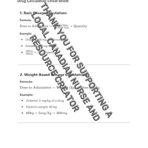 Nursing Medication Calculation Cheat Sheet - PDF Download