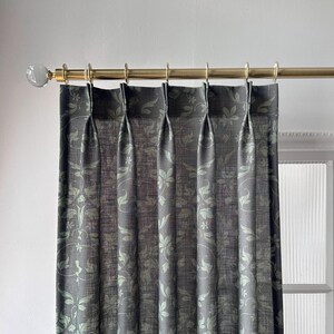 Green Floral Print Curtains, Rod Pocket Linen Curtains, Blackout Curtains, Custom Size Curtains, Curtain Fabric, Simple Designs