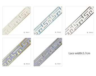 Elegant embroidered curtain lace, width 5-7cm, diverse styles and colors