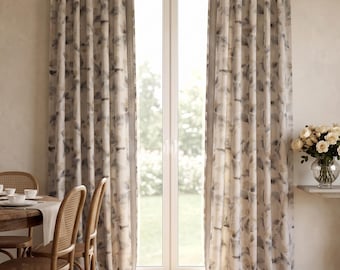 Beige Blumenmuster Gedruckt Vorhänge mit Blatt Trim, Fenster Behandlungen Panel Jalousien, Benutzerdefinierte Klassische Muster Vorhänge, Wohnkultur