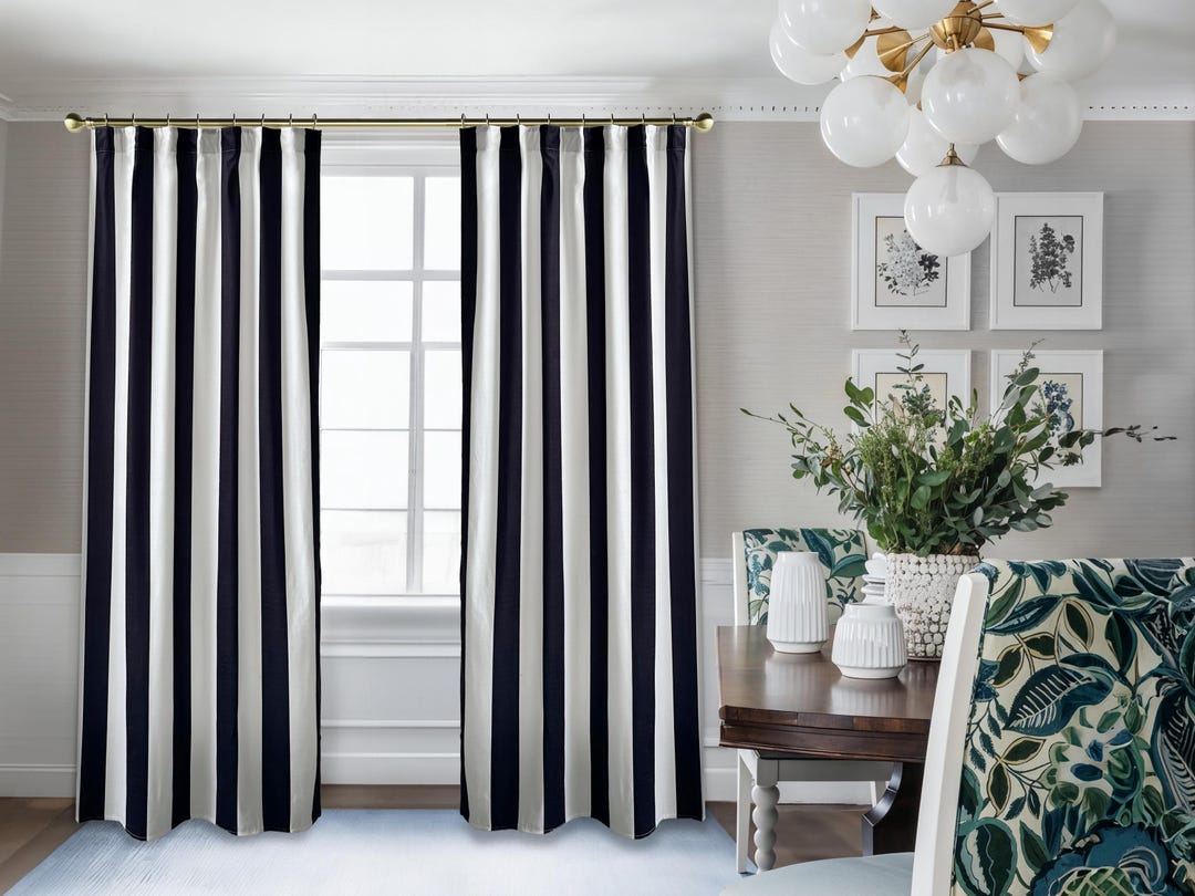 Black And White Striped Curtain