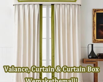 Cortinas blancas con riel y cenefa, juego de cortinas, tamaños personalizables.