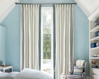 White Linen Curtain Panels,Pleated Curtains With Decorative Trim,Beautiful Custom Curtains And Drapes,Minimalist Design