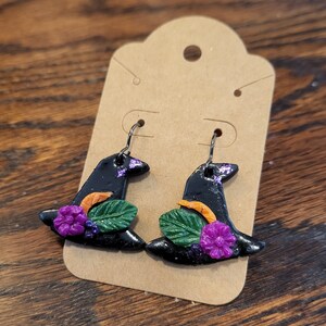 Halloween Witch Hat earrings // Polymer Clay earrings // Season // Spooky // Halloween // gift // Witch Hat // Handmade