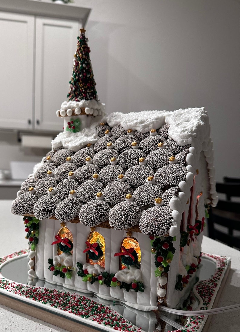 Christmas Gingerbread Chapel Template Etsy Christmas Gingerbread Chapel Template Etsy