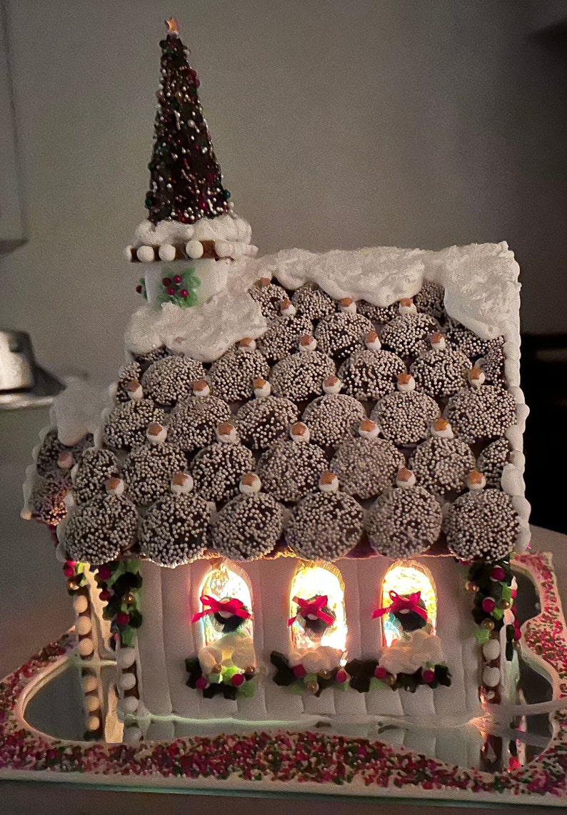 Christmas Gingerbread Chapel Template Etsy Christmas Gingerbread Chapel Template Etsy