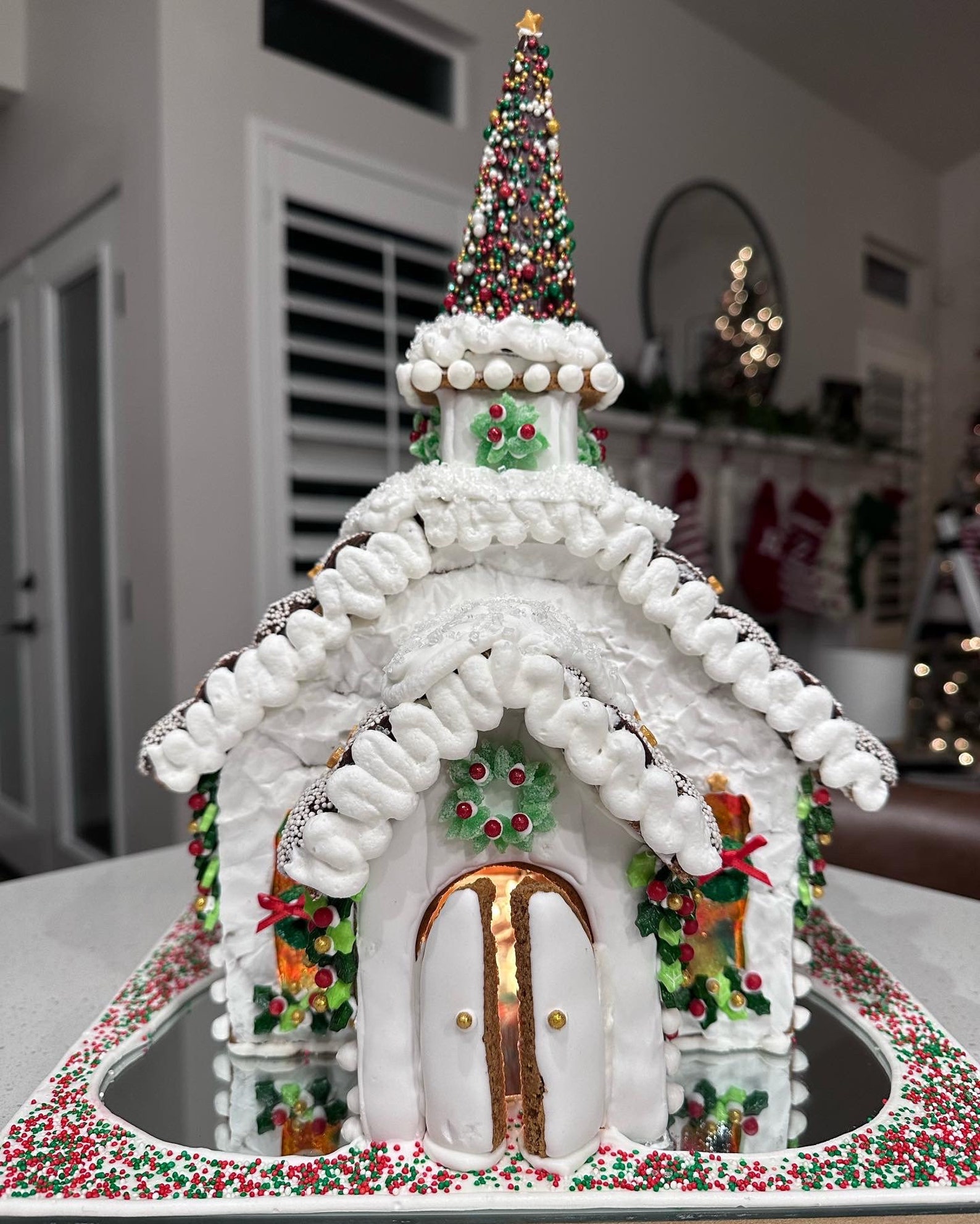 Christmas Gingerbread Chapel Template Etsy